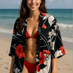 Vintage Kimono Shirt Honolulu Hawaii Tropical Blouse Top Size M Photo 0