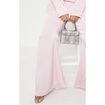 Pretty Little Thing  Light Pink Satin Extreme Flare Tailored Pants Size Large Photo 4