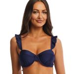 Time And Tru  Swim Navy Blue Ruffle Underwire Bikini Top Photo 1