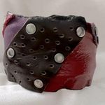 Leather studded cuff bracelet multi colored Red Photo 0