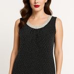 St. John Black Silk Sleeveless Polka Dot Top Blouse Size 6 Photo 0