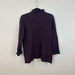 Tahari | Deep Purple Mockneck Sweater with Side Zip Contrast Cuff Size Medium Photo 5
