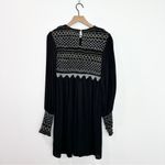 Free People Late Night Picnic Smocked Mini Dress Black Small Dark Romantic Photo 2