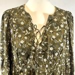 Old Navy  olive green and white ditsy floral dress with pockets size medium Photo 2