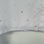 Rhinestone Long Sleeve Cropped Button Front Shirt Women Small Spoon Jeans Silver Photo 2