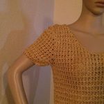 HAND CROCHETED Women's Gold Lurex Top Size Small Photo 1