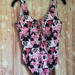 Emme Jordan Pink Flamingo Print Low Back One Piece Swimsuit Size L Photo 0