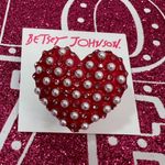 Betsey Johnson Heart Beaded Bling Stretch Heart Ring Photo 1