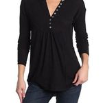 Sweet Romeo  Black Light Waffle Knit Long Sleeve Henley Top Size 1X Photo 0