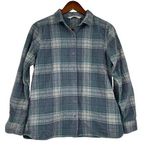 Woolrich womens corduroy full button front shirt gray green long sleeve sz large Photo 0