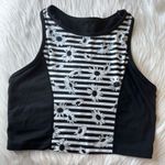 Betsey Johnson Stripe Daisy Floral Design Performance Crop Top Sports Bra Photo 10