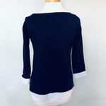 Loft Navy Blue Pullover Sweater With Faux White Shirt Photo 2