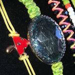 Lot of 5 Colorful Green Yellow Shroom Boho Beaded Adjustable Bracelets Photo 1