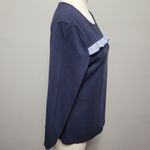 Talbots navy striped woven ruffle tee size lp Photo 2