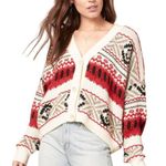 BB Dakota NWT back country cardigan in ivory Red Photo 4