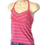 Arizona Jeans Excellent Arizona Jean Co Juniors Pink Striped Halter Neck Top Size Medium Photo 2
