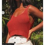 Lulus Tank Top Womens X Small Rust Red Lets Get Away Knit Twist Back Photo 0