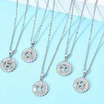 Silver Initial Crystal Pendant Necklace A Photo 1