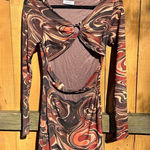 Dolls Kill Reeling Colors Sheer‎ Cut Out Dress size large black bead  marbled Photo 0