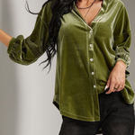 Elegant Olive Velvet Button Photo 0