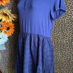 Doe & Rae ✅3/$30✅ NWT Blue Navy Rayon 3 Button Pullover Plaid Dress NWT | LARGE | Photo 4