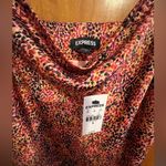 EXPRESS Printed Satin Cowl Neck Asymmetrical Hemi Maxi Slip Dress Size M Photo 4