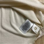 Tahari Women Cream Ivory Long Sleeve Button Up Ribbed Scalloped Blouse Medium Photo 3