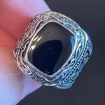 Sterling Silver Obsidian stone S925  ring size 8 Photo 4