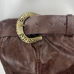 SheIn Brown Strapless Belted Tube Faux Leather Vegan Corset Bustier Crop Top 2 Photo 2