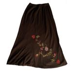 Dress Barn Vintage Y2K  Dark Brown Embroidered Floral Knit Midi Skirt 🔥 Photo 0