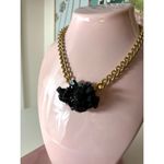 Topshop Black Onyx Raw Crystal Rock Pendant Gold Tone Chain Statement Necklace Photo 2