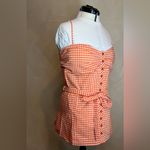 Picky Boo orange Gingham adjustable strap women shirt W/Belt MSRP $50|Size:2XL Size 2X Photo 3