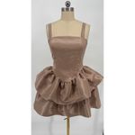 New! OW Collection Bubble Peplum‎ Mini Dress Taupe Size XS $330 Tan Photo 3