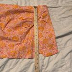 ZARA  Mini Skirt Womens Orange Floral Print Slit Pleated Front Casual Zip Large Photo 1