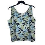 Covington  Two Piece Tank & Button Up Tropical Green Blue Floral 20-22W Top Photo 7