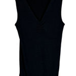 Michael Stars  Black V Neck Ruched Side Tank Top One Size Fits Most Photo 0