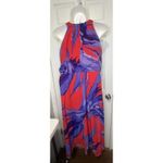 Robbie Bee Women’s Sleeveless Maxi Dress – Bold Red & Blue Ocean Print, Size 14 Photo 1