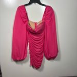 Oh Polly  Feeling Good Long Puff Sleeve Ruched Mesh Mini Dress‎ in Hot Pink 262 Photo 4