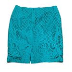 Loft Women's Teal Crochet Lace Pencil Skirt Size 6P Knee Length Photo 3