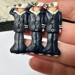 Handcrafted Clay Perhaps? Navy Sailors Brooch Pin Blue Naval Suits Photo 3