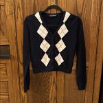 Brandy Melville John Galt Argyle Cardigan Button Navy White Red academia Preppy Photo 1