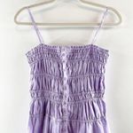Sky to Moon Smocked Button Up Mini Dress Powder Lilac Purple Medium Photo 4