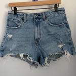 Abercrombie & Fitch  30/10 Curve Love Mom High Rise Shorts Denim Distressed Photo 0