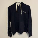 Champion NWT Black Ribbed Athletic Hoodie Cream Accents - L Photo 0