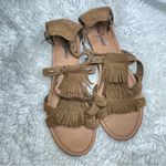 Minnetonka Merriam Suede Leather Fringe Sandals Tan Brown Low Wedge Women’s 9 Photo 9