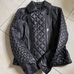 Karl Lagerfeld Studded Black Leather Jacket Size Small Photo 6