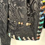 Alberto Makali Embellished Jacket Women's Large Black Velvet Beaded Open Front Photo 6