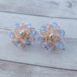 Vintage Clip On Earrings Large Pastel Tone Pink & Blue Statement Photo 1