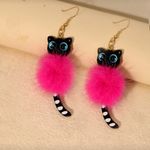 😻😻😻3 for 12$😻😻😻Pink Cat Earrings with Black Accents Pink Photo 2