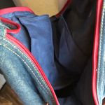 Disney 2000s  Mickey Mouse denim tote hobo duffle sac satchel bag with pink and yellow accents Photo 11